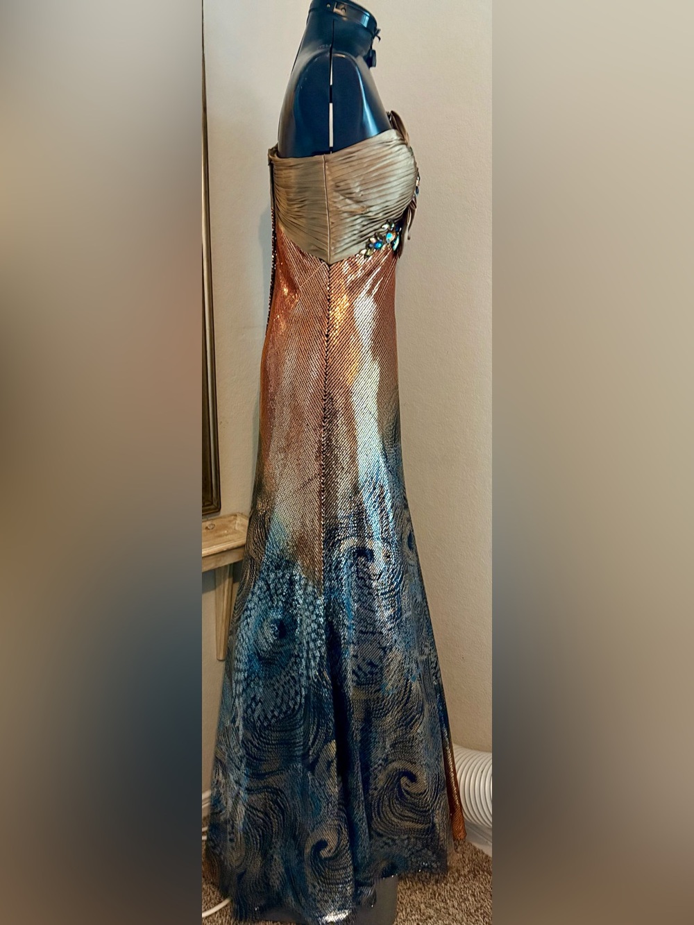 Blush Prom Dress Size 8 One Shoulder Beaded Ombre Sequin  Evening Gown - Picture 7 of 7